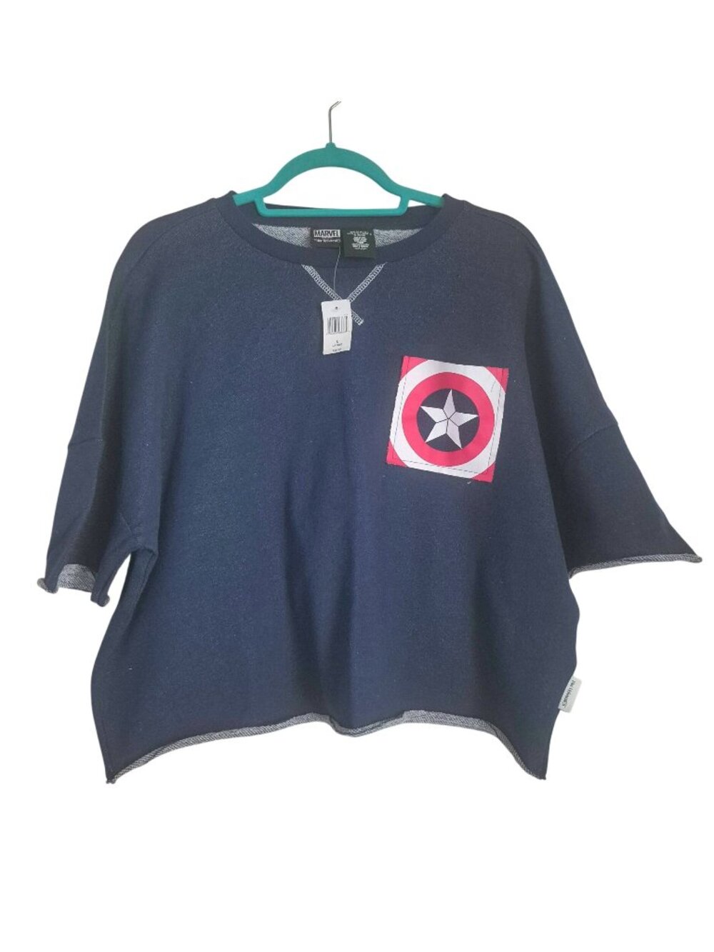 Marvel Her Universe Captain America Shirt Oversized Navy Pullover NEW Large